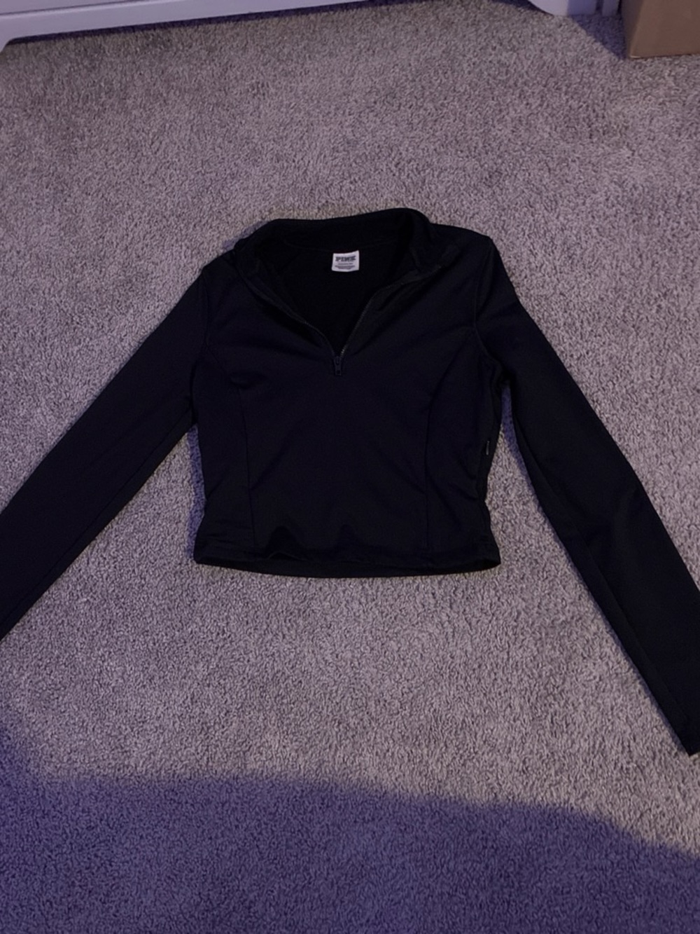 PINK Victoria's Secret Black Half-Zip Long-Sleeve Top